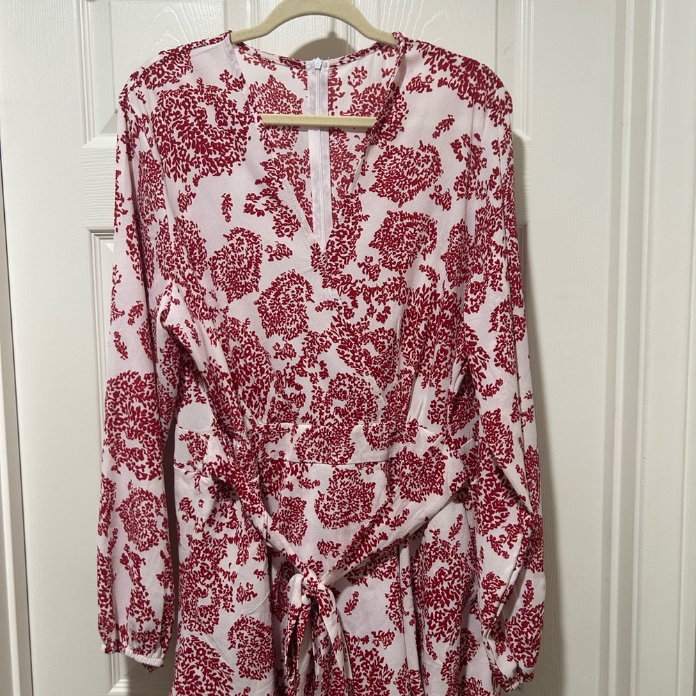 Red and White Floral Dress